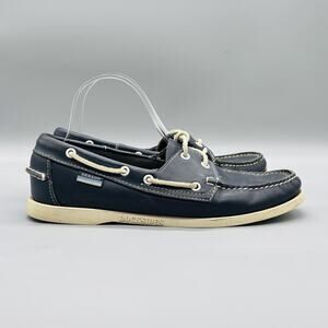 Sebago Shoes Womens 11 Blue Leather Docksides Boat Shoes Lace Up Nautical Casual